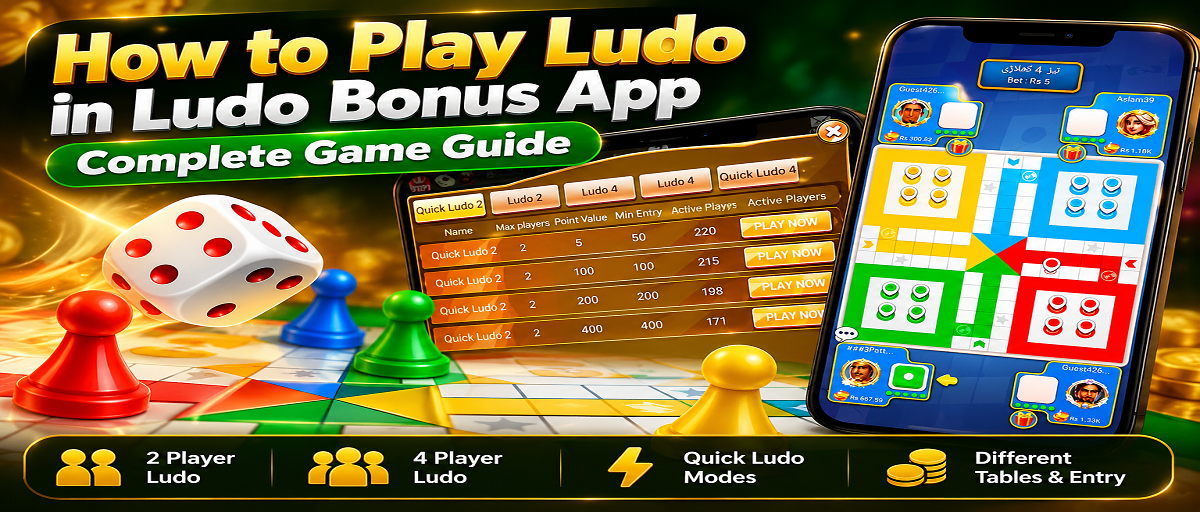 How to play Ludo in Ludo Bonus App with 2 player and 4 player game modes